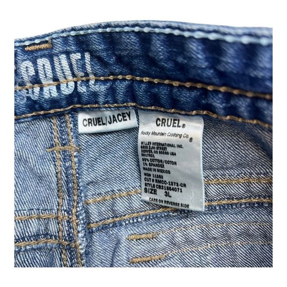 Cruel Jeans Junior 3L Tall Blue Denim Wash Straight Leg Distressed Jeans Jacey - Picture 8 of 8